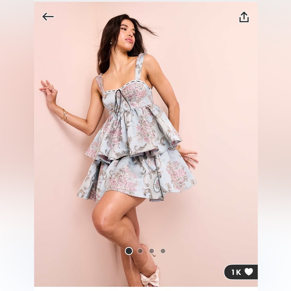 ASOS Floral Layered Mini Dress - Blue and Pink